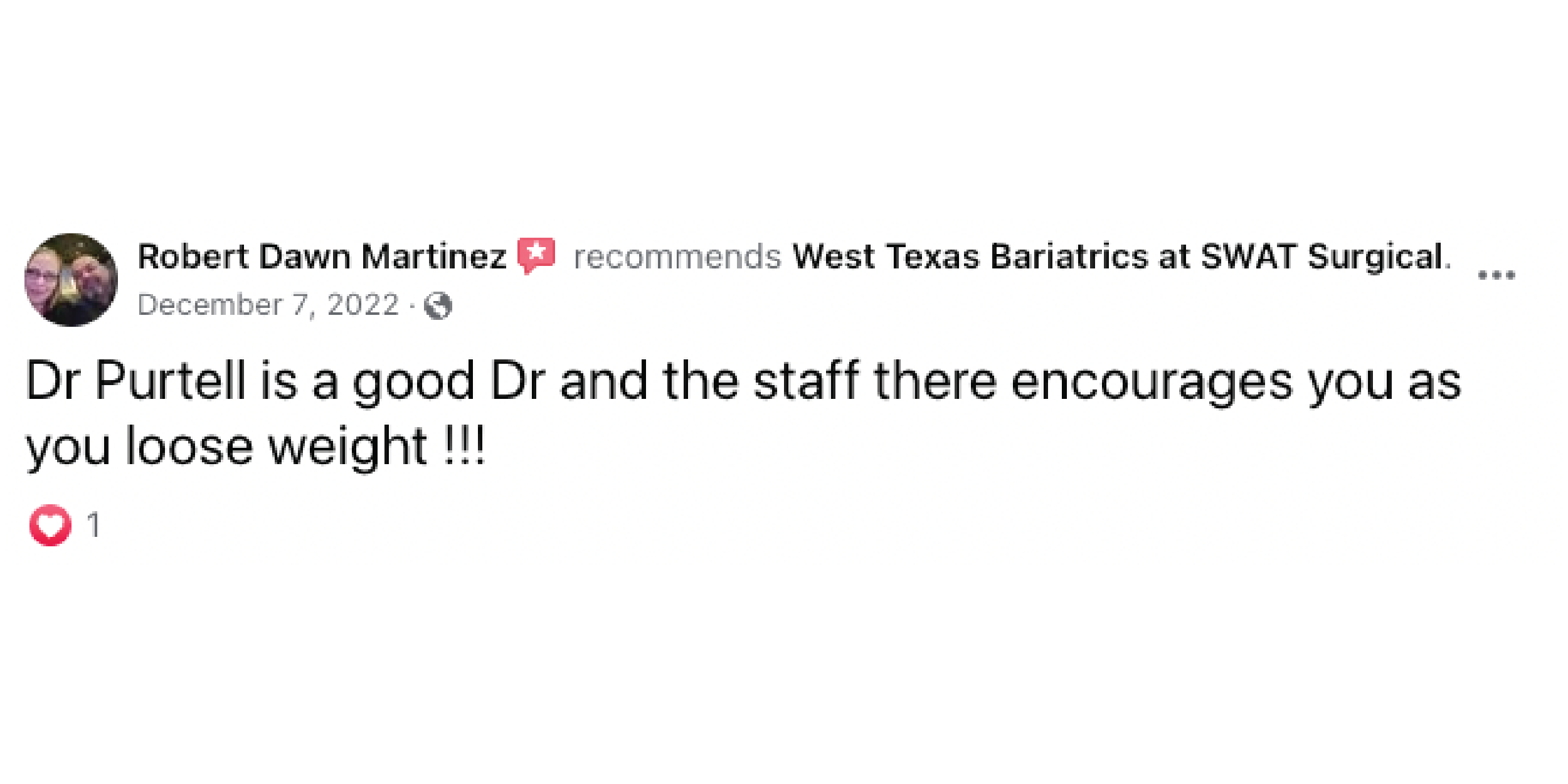 Patients' review of their bariatric surgery at West Texas Bariatrics